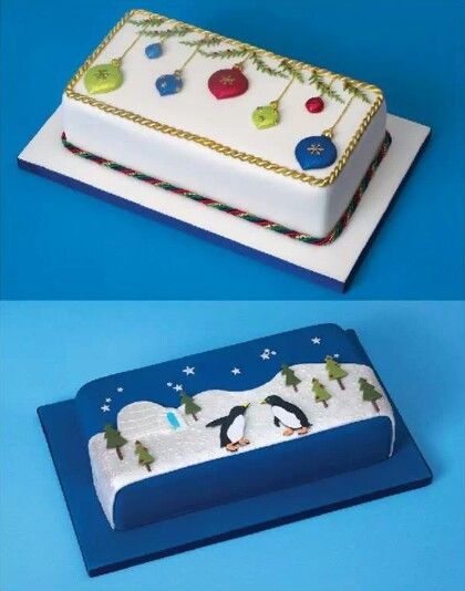 Christmas rectangular cake design                                                                                                                                                                                 More Rectangular Christmas Cake, Christmas Sheet Cake Designs, Christmas Sheet Cake, Rectangular Cake, Christmas Cookie Cake, Cakes Decorated, Sheet Cake Designs, Rectangle Cake, Christmas Cake Designs