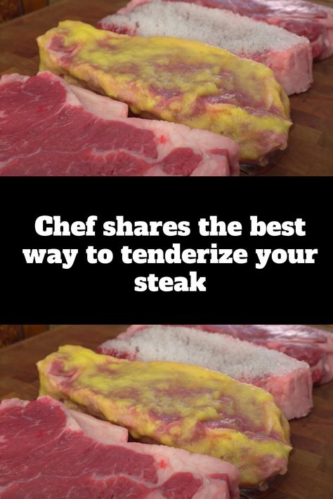 Chef shares the best way to tenderize your steak Temperature For Steak, Tenderizer For Steak, Tenderizing Steak With Baking Soda, How To Make A Tender Steak, Best Way To Tenderize Steak, Steak Tenderizer Recipes, Tough Steak Recipes, Tenderized Steak Recipes, Tender Steak Recipe