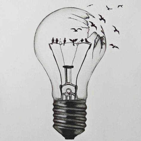 Lightbulb Drawings Creative, Light Bulb Art Drawing, Lightbulb Tattoo, Gel Pen Drawings, Light Bulb Drawing, Light Bulb Art, Mixing Paint Colors, Yin Yang Tattoos, Tattoo Outline Drawing