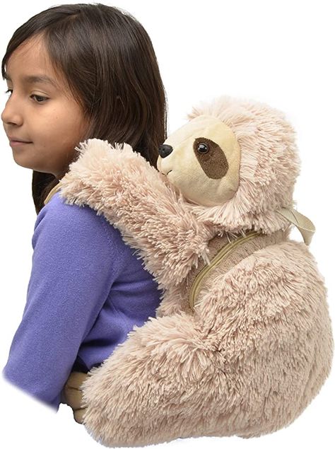 Stuffed Animal Displays, Sloth Backpack, Cute School Bags, Hugs And Cuddles, Sloth Stuffed Animal, Animal Backpacks, Animal Bag, Plush Bags, Plush Backpack