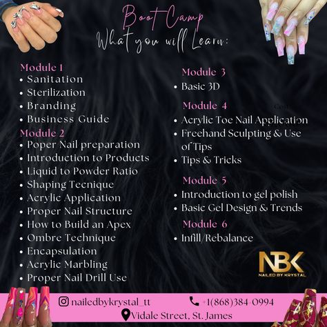 Nail Course Nail Boot Camp Nail Art Classes Poster, Nail Course Poster, Salon Organization Ideas, Nail Technician Room, Art Class Posters, Nail Tech Quotes, Tech Quotes, Nail Art Courses, Digital Flyer