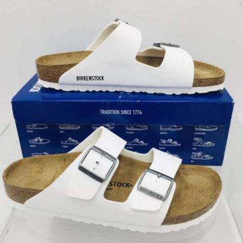 "Birkenstock Women's Arizona Birko-Flor Sandals White Color for Women for Summer Birkenstock Colors, Birkenstock Women, Sandals White, Birkenstock Shoes, Arch Support, Birkenstock, White Color, Arizona, Arch