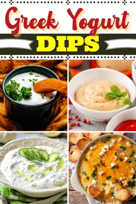 Try these Greek yogurt dips for healthy apps you can feel good about. From tzatziki to ranch to pesto, there are so many delicious dip recipes to choose from. Pesto Yogurt Dip, Greek Yogurt Dipping Sauce Chicken, Dips Using Plain Greek Yogurt, Clean Eating Dips Recipes, Heart Healthy Dip Recipes, Savoury Greek Yogurt Recipes, Savory Greek Yogurt Dip, Low Fat Veggie Dip, Yogurt Dip For Veggies