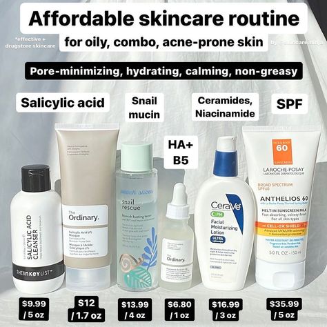 🐼 Kin W (Jay)’s Instagram post: “Team affordable or expensive skincare? . 👉🏼 lmk if you have any questions about this routine :) ✅ Good for AM (Wear SPF)/ PM use. . .…” Acne Prone Skin Care Routine, Drugstore Skincare Routine, Affordable Skin Care Routine, Oily Face, Acne Prone Skin Care, Acne Makeup, Skincare For Oily Skin, Acne Skincare Routine, Oily Skin Care Routine