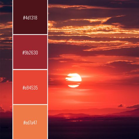 Sun Set Pallete, Sun Color Pallete, Sun Set Color Palette, Sunset Interior Design, Sun Color Palette, Sunset Pallet, Warehouse Bedroom, Stitch Palette, Sunset Soiree