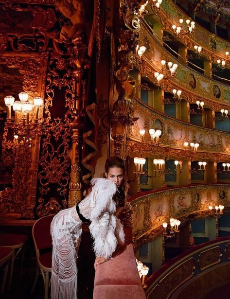 Theatre Fashion, Paris November, Inez Vinoodh, Editorial Vogue, Anna Ewers, Theatre Photography, A Night At The Opera, Emmanuelle Alt, Haute Couture Gowns