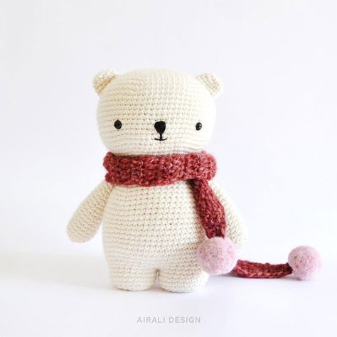 amigurumi bear with scarf - free PDF crochet pattern | Airali Crochet Mittens Free Pattern, Crochet Bear Patterns, Animal Crochet, Pola Amigurumi, Halloween Crochet Patterns, Crochet Animals Free Patterns, Crochet Teddy Bear, Kawaii Crochet, Patterns Ideas