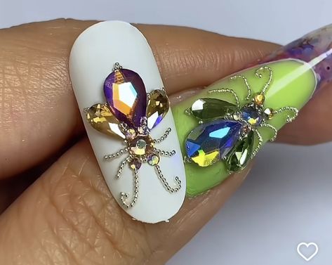 Caviar Beads Nail Designs, Competition Nails, Stone Nail Art, Nails 3d, Valentines Nails, Rhinestone Nails, Nails Design, Art Designs, Nail Art Designs