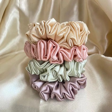 Pastel Scrunchies, Scrunchies Hair, Hair Bow, Pastel Colors, Scrunchies, Hair Bows, Brand Identity, Pastel, Satin