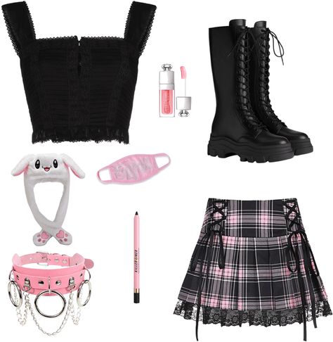 Punk Barbie, Outfits Layout, Harajuku Goth, Lip Glow Oil, Stage Clothes, Barbie Aesthetic, Glow Oil, Outfits Edgy, Pastel Goth Fashion