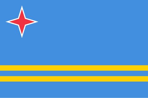 Flag of Aruba - Wikipedia Aruba Flag, Pantone Matching System, Netherlands Flag, Blue Disc, Oranjestad, National Anthem, Horizontal Stripes, History Facts, Aruba