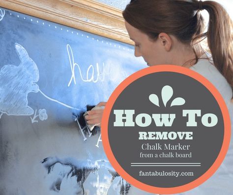 I went NUTS until I finally found this solution of how to remove chalk marker from a chalkboard! https://fantabulosity.com How To Clean Chalkboard, Chalkboard Paint Projects, Chalkboard Projects, Chalkboard Writing, Chalkboard Markers, Marker Stain, Chalk Wall, Chalk Marker, Chalkboard Lettering