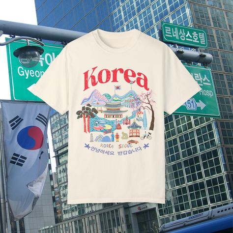 Korea Tshirt, Hangul Shirt, Kdrama Shirt, Korean Love Gift, Comfort Colors C1717 Korean Love, Travel Tshirt, Y2k Design, Shirt Korean, Korean Design, Korea Travel, Seoul Korea, Korean Street Fashion, Shirt Ideas