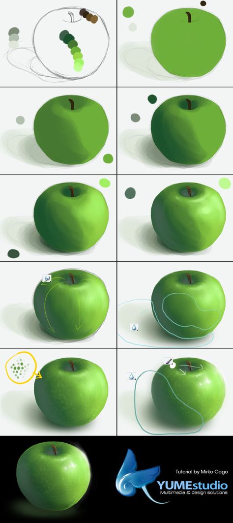 manzana verde paso a paso Coloring Digital, Coloring Tutorial, 3d Drawings, Digital Painting Tutorials, Art Instructions, Drawing Lessons, Art Tutorial, Digital Art Tutorial, Painting Tips