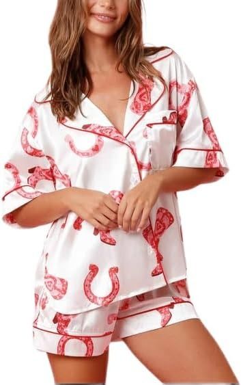 Yiulangde Cowboy Boot Pajamas For Women Cute Silk Satin Preppy Pjs Shorts Y2k Printed 2 Piece Button Down Pajama Shirts Sets at Amazon Women’s Clothing store Preppy Pjs, Pjs Shorts, Shorts Y2k, Pajamas For Women, Cute Pajama Sets, Cute Pajamas, Cowboy Boot, Pajama Shirt, Pajama Sets