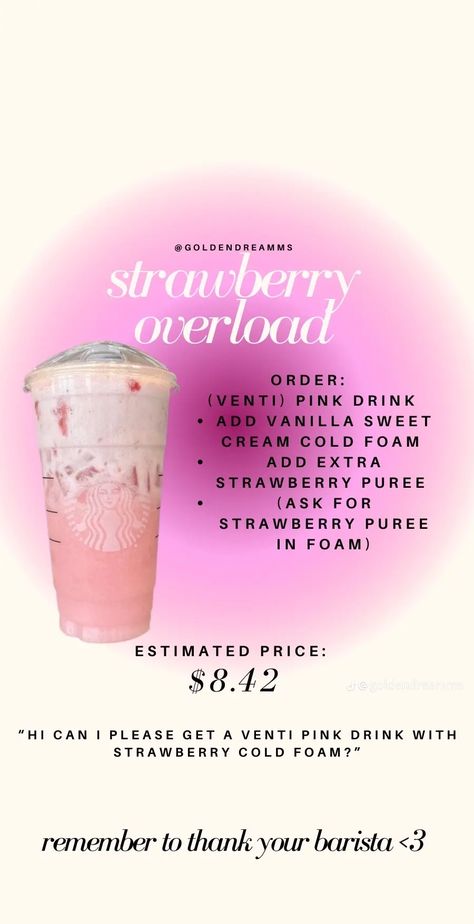 Easter Starbucks Drinks, Sanrio Starbucks Drink Orders, Starbucks Pink Drink Order, Starbies Order, Sanrio Starbucks, Starbucks Drink Orders, Starbucks Copycat Recipes Drinks, Starbies Drinks, Pink Drink Starbucks