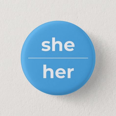 She/Her Pronoun Pin, 11/4 Inch Button, Adult Unisex, Size: Small, 1¼ Inch, Crimson / Lavender Blush Non Binary Gender, Lavender Blush, Custom Buttons, Round Button, 4 Inch, Design Ideas, Lavender, Blush, Character Design