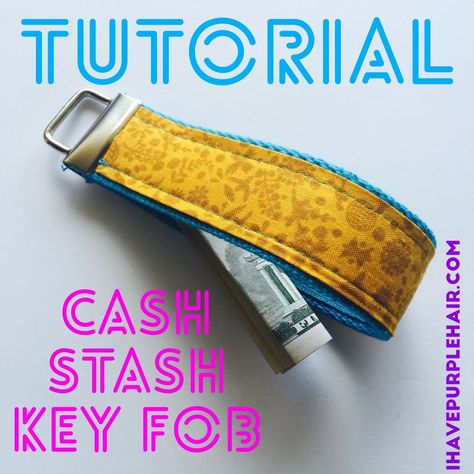 Tutorial: How To Make An Cash Stash Key Fob Key Fob Display Ideas, Diy Key Fob, Key Fobs Diy, Grocery Bag Pattern, Winter Market, My Wallet, Scrap Fabric Projects, Pouch Tutorial, Denim Projects