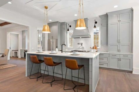 Drool-worthy home in Charolette infused with modern farmhouse style Wall Kitchen With Island, One Wall Kitchen With Island, Pike Properties, One Wall Kitchen, Kitchen With Island, Rustic Country Kitchens, Kitchen Sink Design, Wall Kitchen, Transitional Kitchen