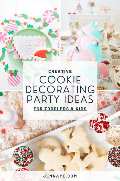 Creative Cookie Decorating Party Ideas for Toddlers & Kids Sugar Cookie Party Ideas, Christmas Cookies Party Ideas, Hosting Cookie Decorating Party, Decorate Cookies With Kids, Cookie Decorating Competition, Cookie Decorating Christmas Party, Cookie And Cocoa Party, Christmas Cookie Decorating Party Kids, Christmas Cookie Party Decorations