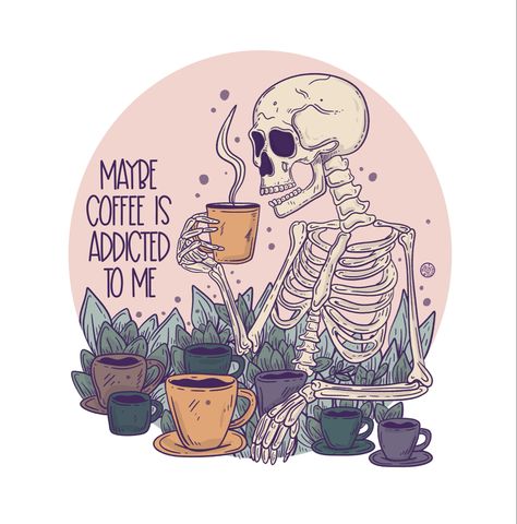 Who loves coffee?! #coffee #caffeine #coffeeshop #coffeeaddict #skeleton #coffeeaesthetic Pink Skeleton, Skeleton, Fantasy Art, Humor, Coffee, Pink, Design, Art, Humour