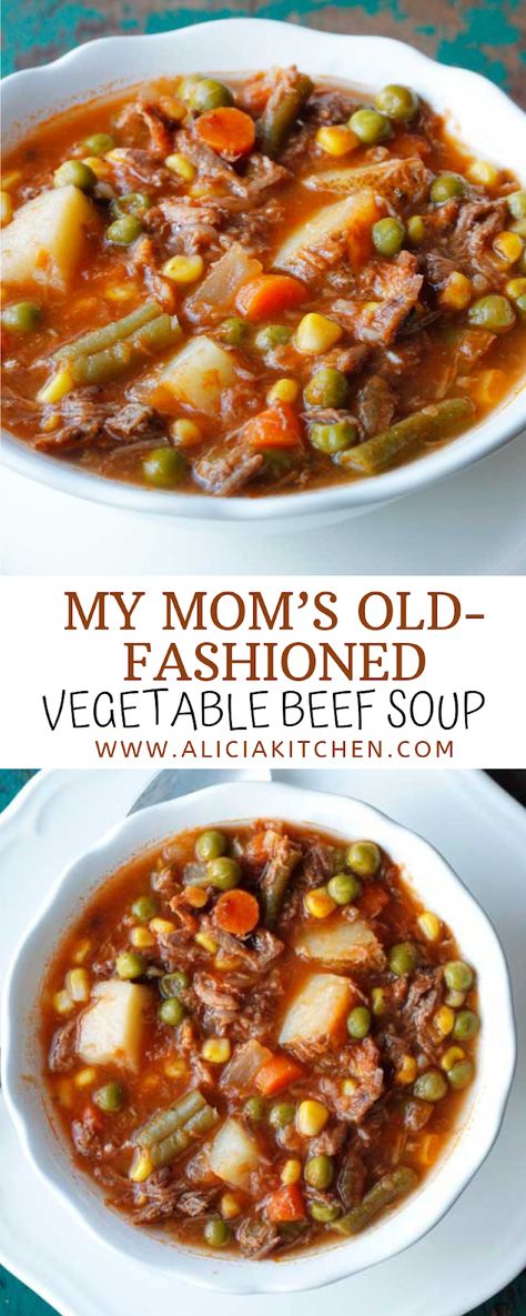 MY MOM'S OLD-FASHIONED VEGETABLE BEEF SOUP - Cooking Recipes Beignets Recipes, Beef Soup Crockpot, Jimaca Recipes, Homemade Vegetable Beef Soup, Beef Soup Recipes, Vegetable Beef Soup, Crockpot Soup Recipes, Vegetable Soup Recipes, Beef Soup