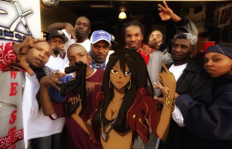 Celebrities With Anime Characters, Michiko Malandro, Michiko & Hatchin, Twitter Cover Photo, Gangsta Anime, Black Cartoon Characters, Black Anime Characters, Black Artwork, Black Cartoon