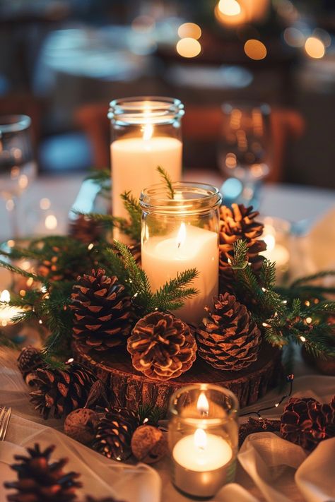 Rustic wedding centerpieces capture natural beauty with wood, mason jars, and burlap details. See more ideas here. Woodsy Rustic Wedding, Rustic Wedding Centerpiece Ideas, Driftwood Wedding Centerpieces, Tin Can Centerpieces, Bucket Centerpiece, Burlap Centerpieces, Rustic Forest Wedding, Christmas Wedding Inspiration, Woods Wedding