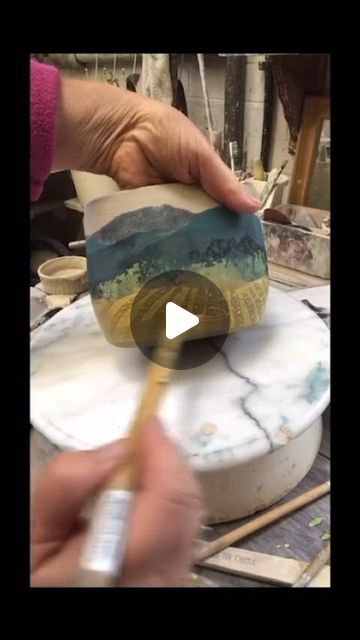 Ceramics Videos on Instagram: "Painting clay vessel by @marinarandallceramics" Pottery Painting Videos, Glaze Techniques Ceramics, Ceramic Videos, Ceramics Videos, Painting Clay, Glaze Ideas, Colorful Pottery, Instagram Painting, Handmade Ceramics Vase