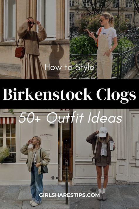 Birkenstocks Dress Outfit, Birkenstocks Boston Outfits, How To Wear Boston Birkenstocks, Birkenstock Skirt Outfit, How To Style Birkenstock Clogs, Birkenstock Outfit Clog, Clogs Outfit Ideas, Clog Outfit Fall, Birkenstock Boston Clog Outfit