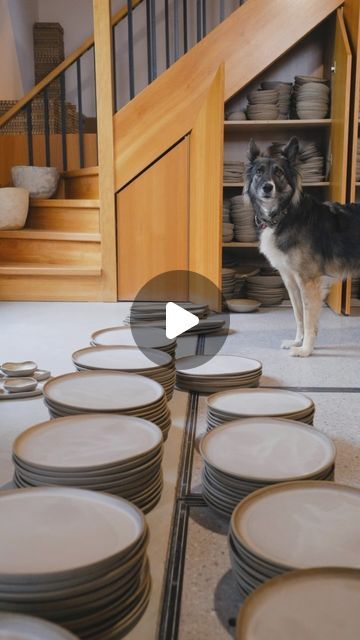 Laima Ceramics on Instagram: "When you are making 300 plates for a restaurant you get inventive about how to make this process more efficient 🙃  Step-by-step video for easy wheelthrown plates with no trimming required (!!!)  1. Prepare slab rolled stoneware slabs (5-7mm for stoneware) with 1-2cm extra around the edges and dry them enough that they are not sticky anymore but still soft enough to bend slightly (takes at least 4hours) 2. Place on coated plywood boards or similar  3. Stick 3 blobs of clay on the wheel (best if the wheel size is identical to the board size- makes centering not necessary 😉) 4. Put the board on the wheel and tap lightly  5. Measure with callipers (I cut 32cm for final size 28cm plate (after firing) and 27.5cm for 24cm final size plate)  6. Cut to size with need Wheel Thrown Plates, Pottery Room, Spin The Wheel, Plywood Board, Clay Plates, Ceramic Platters, Pottery Techniques, Stoneware Ceramics, White Glaze