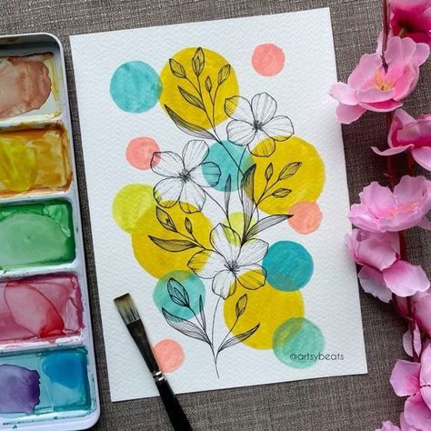 Doodle Flower Drawings, Coloured Doodle Art, Doodling Art Ideas, Floral Sketches Design, Doodle Drawings Colourful, Sketch Colour Art, Flower Drawing Design Colour, Colour Doodle Art, Abstract Drawings Doodles