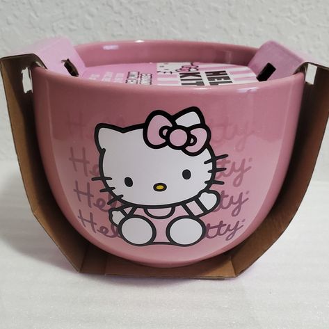 New Hello Kitty Ceramic Bowl Missing Chopsticks 20oz Pink Bowl Dishwasher And Microwave Safe Sanrio Baddie Things, Hello Kitty Ceramic, Makeup Images, Pink Bowls, Hell's Kitchen, Kitty Stuff, Hello Kitty Pink, Noodle Bowl, House Accessories