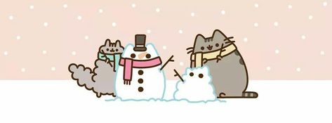 Happy Snow Day, Pusheen Christmas, Pusheen Stickers, Christmas Facebook Cover, Pusheen Cat, Panda Love, Cute Cartoon Drawings, Christmas Banners, Kawaii Cat