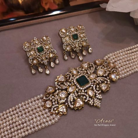 Arasi antique polki choker set Polki Choker Set Gold, Polki Sets Design, Jewellery For Wedding, Polki Choker Set, Polki Choker, Choker Jewellery, Inexpensive Jewelry, Fancy Jewelry Necklace, Antique Bridal Jewelry