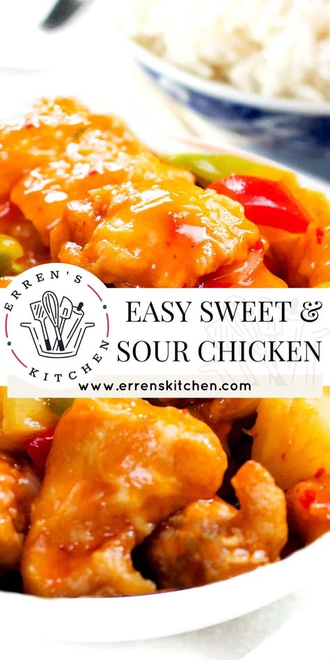 This better than takeout Sweet Sour Chicken with Pineapples takes just 25 minutes. Serve with fried rice or Chinese noodles for an easy meal. Blackstone Sweet And Sour Chicken, Sweet And Sour Chicken With Pineapple, Sweet And Sour Pineapple Chicken, Sweet And Sour Chicken Stir Fry, Campbell Recipes, Chicken Peppers, Wok Recipes, Fakeaway Recipes, Sweet And Sour Chicken