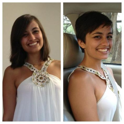 Before and After - Medium length to short, pixie haircut. Before And After Haircut, Cute Hairstyles For Short Hair, Cut My Hair, Hair Envy, Long Hair Cuts, Pixie Hairstyles, Hair Transformation, Hair Today, Hairstyles Haircuts