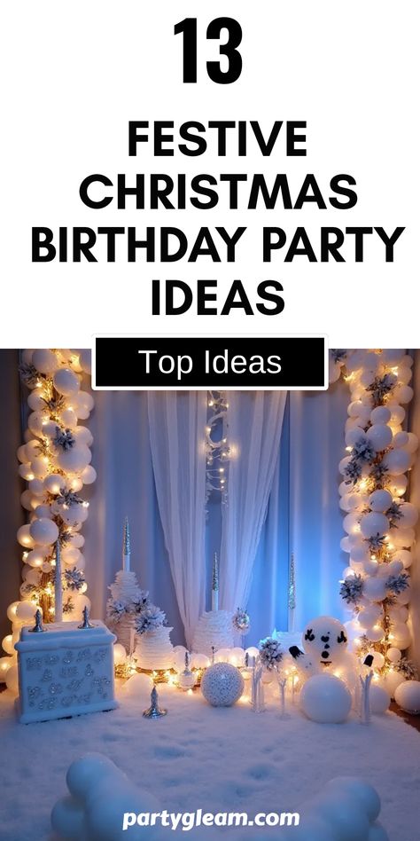 Are you celebrating a birthday during the holiday season? Look no further! We’ve gathered 13 fantastic Christmas birthday party ideas that will perfectly combine the cheer of festive decorations with exciting birthday fun. Get ready for themes like a cozy Winter Wonderland Party and delicious merry treats that impress guests of all ages. These creative ideas help fill your special day with beautiful themes, amazing ambiance, and delightful memories that keep spirits high. Celebrate twice as special this year! Christmas Themed Sweet 16, Birthday Christmas Decorations, Winter Birthday Themes For Adults, December Birthday Party Themes, Christmas Birthday Party Ideas For Women, Winter Birthday Party Ideas For Women, Christmas Theme Birthday Party, Celebrate Twice, Christmas Birthday Party Ideas