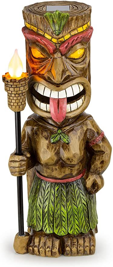 Amazon.com: Tiki Solar Powered Outdoor Decor LED Garden Light with Flickering Torch: Home Improvement Mayan Totem, Solar House Lights, Tiki Lights, Tiki Head, Tiki Statues, Solar Landscape Lighting, Outdoor Decorative Lights, Tiki Totem, Garden Gnomes Statue