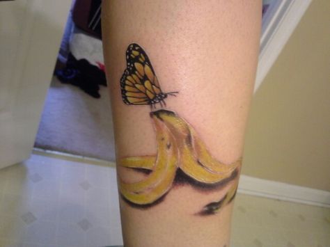 Banana peel butterfly tattoo Amazing Tattoos, Banana Peel, Butterfly Tattoo, Watercolor Tattoo, Cool Tattoos, Tattoos