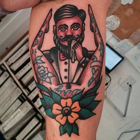 Traditional Tattoo Pin Up, Gentleman Tattoo, American Style Tattoo, Old School Tattoo Sleeve, American Traditional Sleeve, Cover Up Tattoos For Men, Traditional Hand Tattoo, Tattoo Quotes For Men, Traditional Style Tattoo