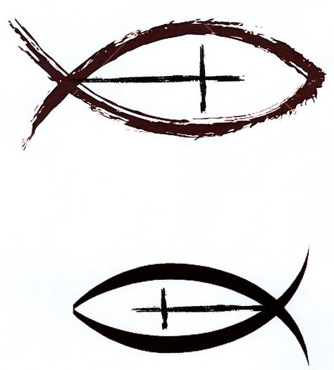 Christian fish with cross as a side tattoo with cross upward, i like a lot and still debating on what to get on my side Cross And Fish Tattoo, Icthus Tattoo, Ichthys Tattoo, Christian Fish Tattoos, 27 Tattoo, Micro Tattoo, Small Cross Tattoos, Christ Tattoo, Fish Symbol