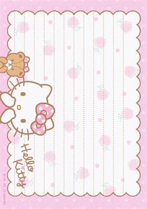 헬로키티 배경화면, Hello Kitty Printables, Note Writing Paper, Hello Kitty Crafts, Memo Paper, Hello Kitty Birthday, Cute Letters, Memo Pads, Printable Scrapbook Paper