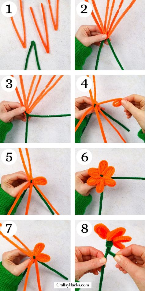 Pipe Cleaner Art, Easy Fathers Day Craft, Clean Flowers, Pipe Cleaner Flowers, Rose Crafts, Easy Paper Flowers, Diy Pipe, Pipe Cleaner Crafts, Diy Crafts For Adults