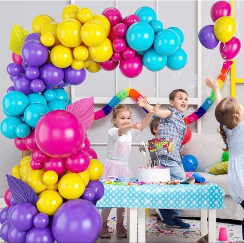 DIY Encanto Balloon Arch Kit #encanto #encantopartydecor #shopsmallbiz #shopsmall #partydecoration #partydeco #balloons #balloonarch #balloongarland #balloondecor #balloonbackdrop #birthdayparty #birthdaypartyideas #birthdaydecoration #birthdaythemeideas #mirabel #birthdaypartydecor #birthdaypartyideas #birthdaythemeideas #birthdaygirl #birthdayboy Encanto Balloon Garland, Blue And Yellow Birthday, Boys Birthday Party Decorations, Birthday Decorations Kids, Yellow Balloons, Blue Valentine, Purple Balloons, Valentines Day Baby, Balloon Backdrop