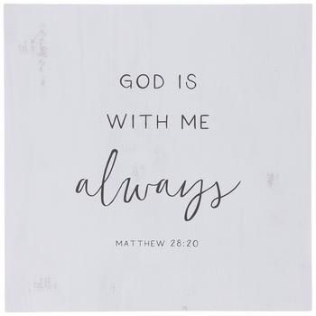 Dimensions: 11.81" H x 11.81" W x 1.5" D Material: MDF Shape: Square Color: White & Black Orientation: Vertical Includes: 1 - Sawtooth Hanger Quantity: 1 Fill your home with endearing reminders that you are never on this path of life alone. Matthew 28:20 Wood Wall Decor is made of MDF and boasts a square shape with natural wood grain edges. The front features a whitewash finish embellished with a portion of Scripture in black font. Display it on a wall alone, or pair it with other faith inspired October Girl, Prayer Inspiration, Gods Plan Quotes, Short Bible Verses, Comforting Bible Verses, Matthew 28, Christian Quotes God, Christian Bible Quotes, Verses Quotes