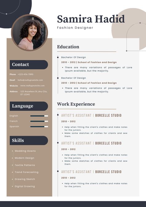 Use this customizable Brown and White Minimalist Fashion Designer Resume Template and find more professional designs from Hardigraph Std Resume For Fashion Designer Fresher, Interior Designer Resume For Fresher, Fashion Designer Resume Fresher, Cv Fashion Designer, Resume Design Template Free, Fashion Designer Resume, Designer Resume Template, Designer Job, Resume Designer