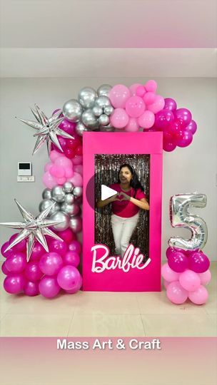 Barbie Theme Decor, Theme Balloon Decoration, Barbie Backdrop, Balloon Decoration At Home, Barbie Decorations, Barbie Theme Party, Barbie Aesthetic, Barbie Theme, Barbie Party