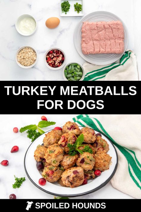 Chicken Meatballs For Dogs, Turkey Meatballs For Dogs, Ground Turkey For Dogs, Ground Turkey Dog Food Recipes, Dog Meatballs, Meatballs For Dogs, Recipe For Meatballs, Turkey Dog Treats, Homemade Turkey Meatballs