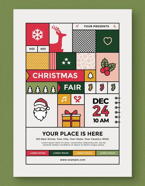 Marketing Flyer Design Templates, Flyer Design Christmas, Christmas Fair Poster, Holiday Market Flyer, Christmas Grafic Design, Christmas Flyers Ideas, Christmas Event Flyer, Christmas Market Poster, Christmas Layout Design